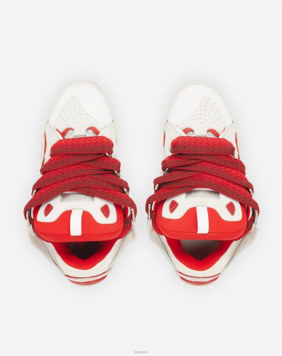 Lanvin vīriešiem ādas apmales kedas 40LF410 kurpes balts/sarkans