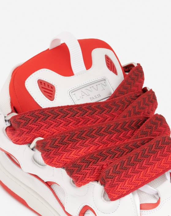 Lanvin vīriešiem ādas apmales kedas 40LF410 kurpes balts/sarkans