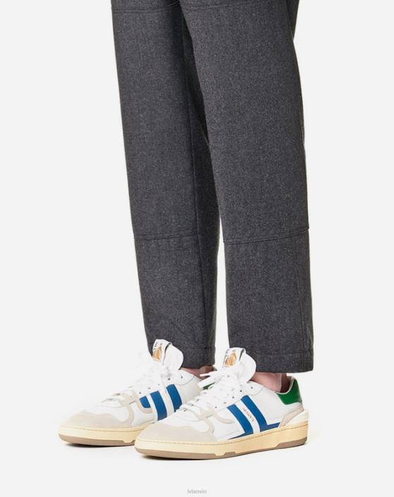 Lanvin vīriešiem ādas māla kedas ar zemu augšdaļu 40LF444 kurpes balts/zils