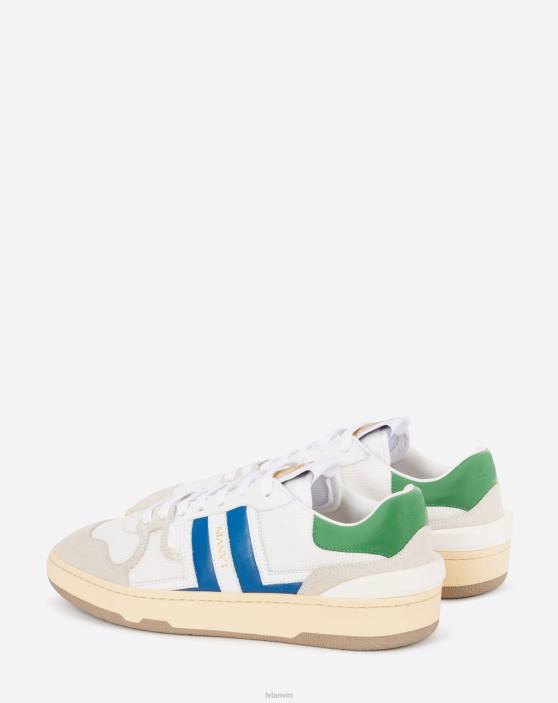 Lanvin vīriešiem ādas māla kedas ar zemu augšdaļu 40LF444 kurpes balts/zils