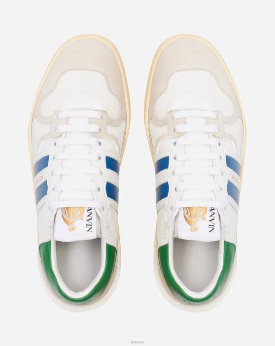 Lanvin vīriešiem ādas māla kedas ar zemu augšdaļu 40LF444 kurpes balts/zils