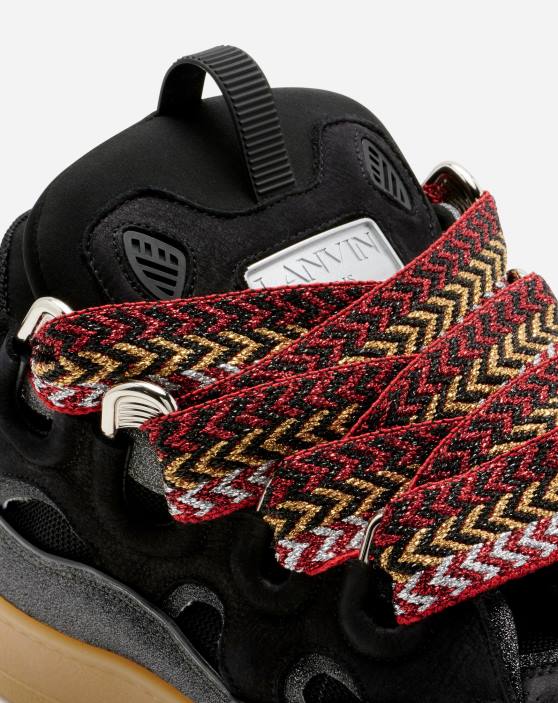 Lanvin vīriešiem ādas un mirdzumu tehniskā materiāla apmales kedas 40LF398 kurpes melns