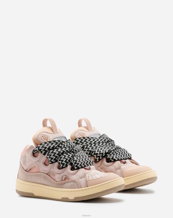 Lanvin vīriešiem ādas un mirdzumu tehniskā materiāla apmales kedas 40LF411 kurpes rozā