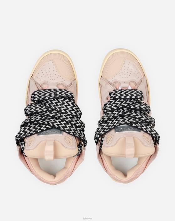 Lanvin vīriešiem ādas un mirdzumu tehniskā materiāla apmales kedas 40LF411 kurpes rozā