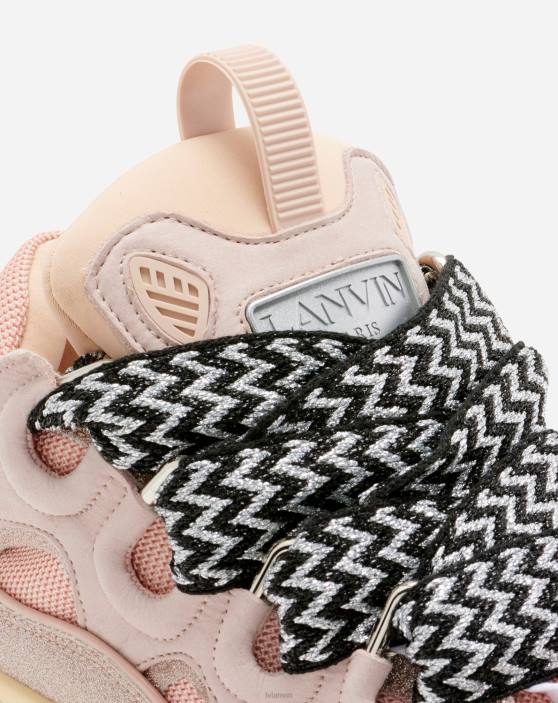 Lanvin vīriešiem ādas un mirdzumu tehniskā materiāla apmales kedas 40LF411 kurpes rozā