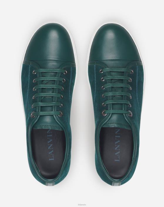 Lanvin vīriešiem db1 ādas un zamšādas kedas 40LF416 kurpes tumši zaļa