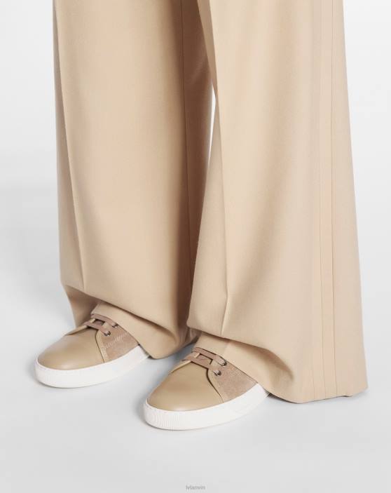 Lanvin vīriešiem db1 ādas un zamšādas kedas 40LF418 kurpes taupe