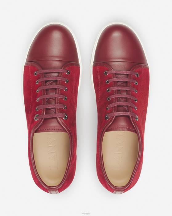Lanvin vīriešiem db1 ādas un zamšādas kedas 40LF437 kurpes bordo