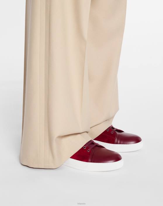 Lanvin vīriešiem db1 ādas un zamšādas kedas 40LF437 kurpes bordo