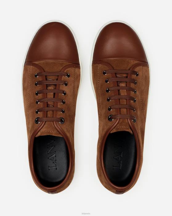Lanvin vīriešiem db1 ādas un zamšādas kedas 40LF448 kurpes brūns
