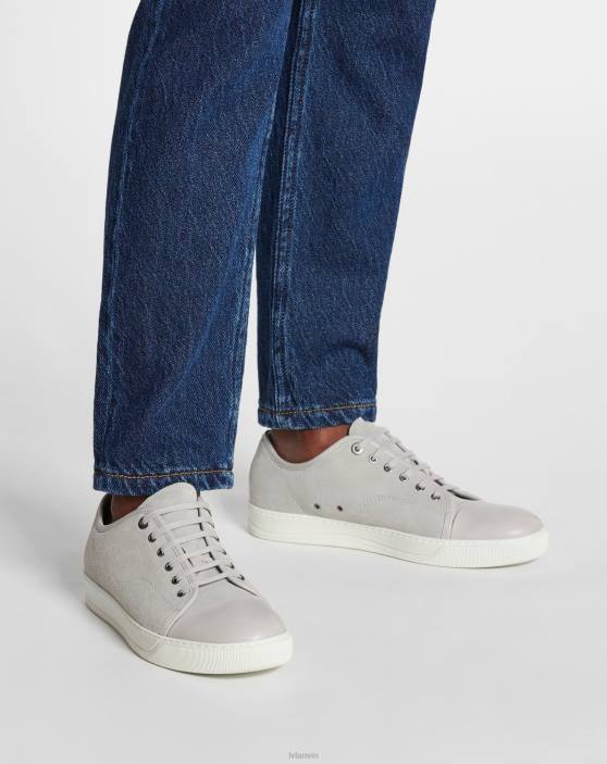 Lanvin vīriešiem db1 ādas un zamšādas kedas 40LF452 kurpes pelēks