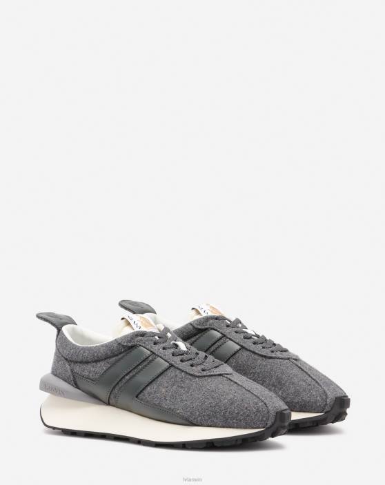 Lanvin vīriešiem filca bumpr kedas 40LF438 kurpes tumši pelēks