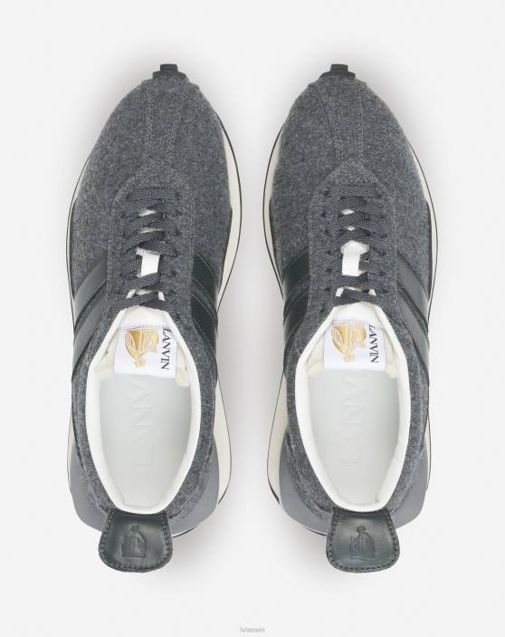 Lanvin vīriešiem filca bumpr kedas 40LF438 kurpes tumši pelēks