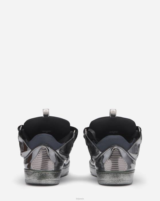 Lanvin vīriešiem metāliskas ādas apmales kedas 40LF384 kurpes Sudrabs