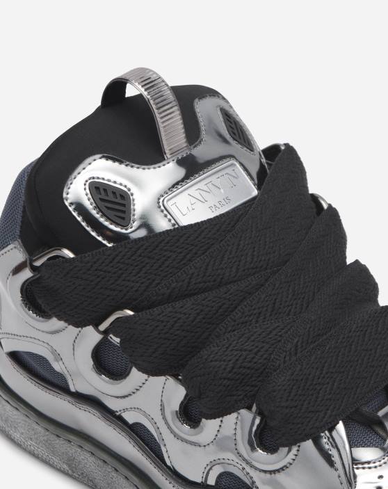 Lanvin vīriešiem metāliskas ādas apmales kedas 40LF384 kurpes Sudrabs