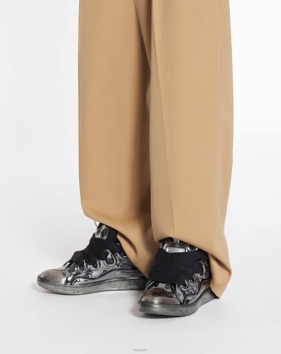 Lanvin vīriešiem metāliskas ādas apmales kedas 40LF384 kurpes Sudrabs