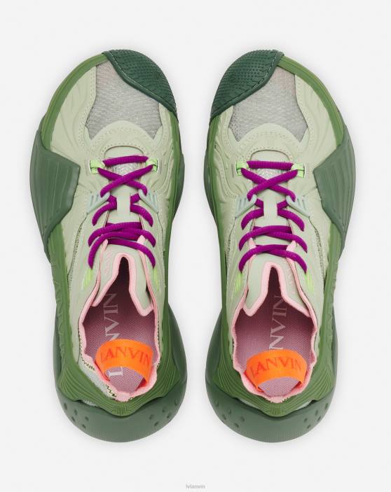 Lanvin vīriešiem sieta flash-x kedas 40LF426 kurpes haki / salvija