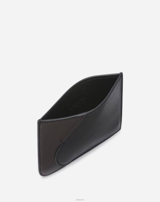 Lanvin vīriešiem ādas hobo kaklasaites karšu turētājs 40LF555 Piederumi melns/kakao