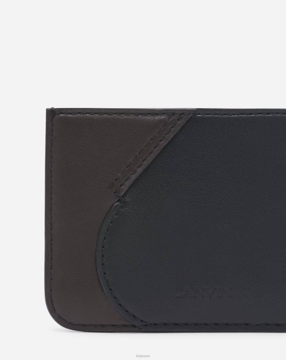 Lanvin vīriešiem ādas hobo kaklasaites karšu turētājs 40LF555 Piederumi melns/kakao