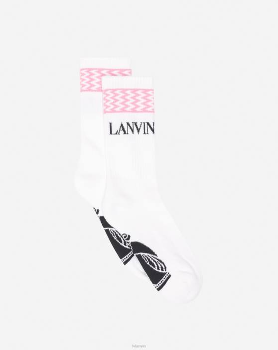 Lanvin vīriešiem zeķes 40LF566 Piederumi balts/gaiši rozā